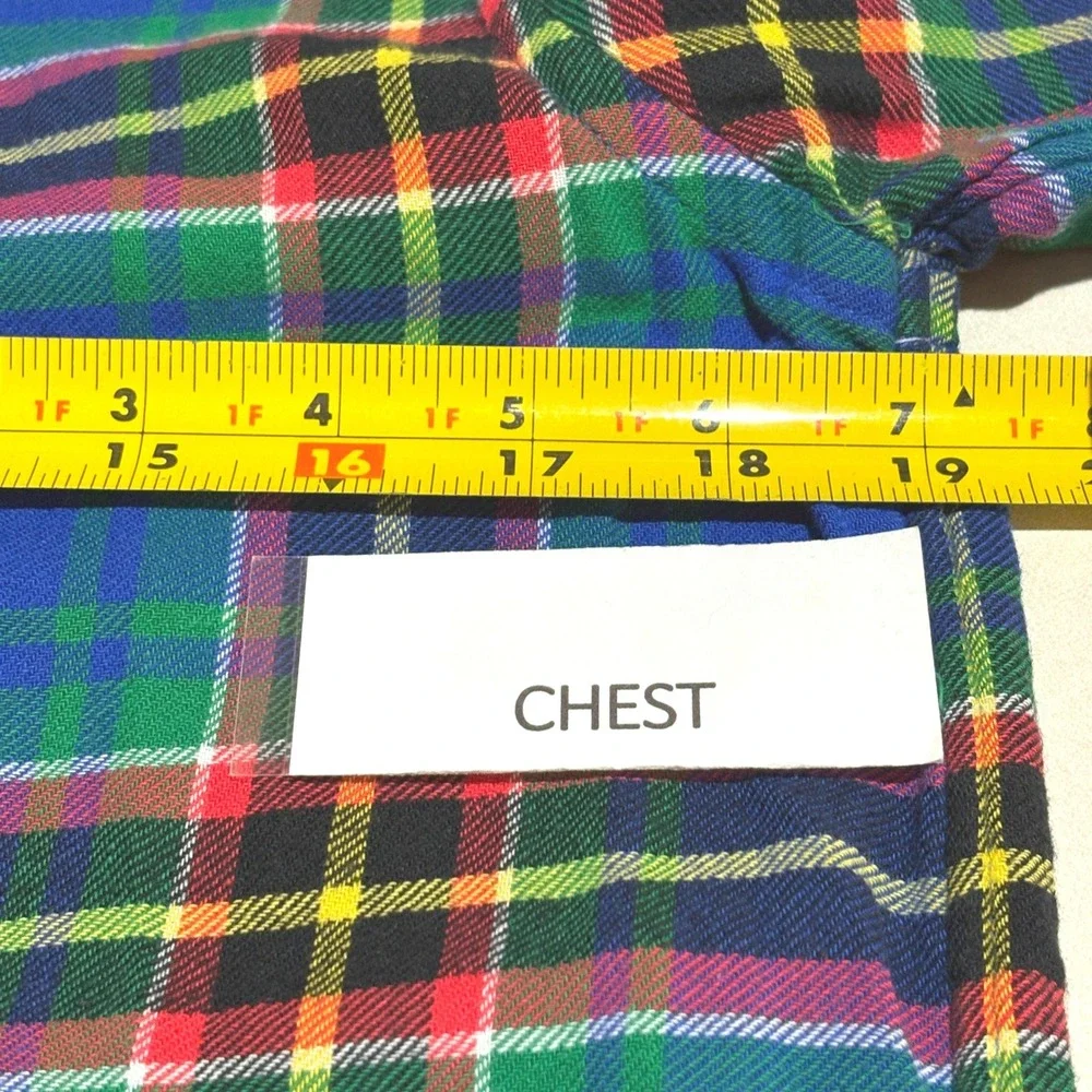 NWOT Ralph Lauren Boys Blue Plaid Flannel Button Down Shirt Size L 14-16 Cotton